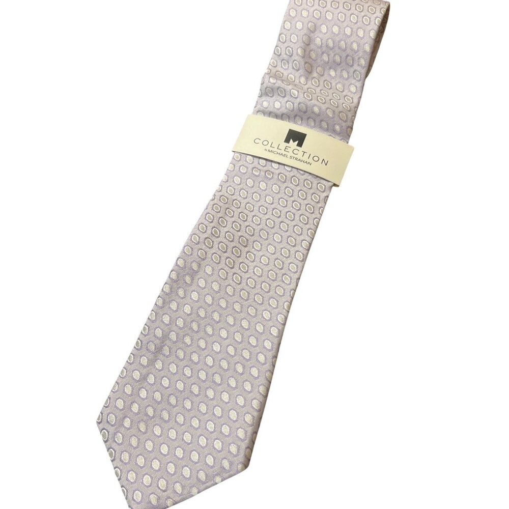 Michael Strahan Collection 100% Silk Purple Geometric Mens Tie 3.25" x 58" NWT